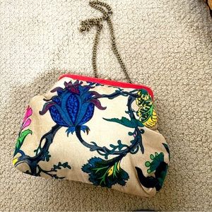 Floral velvet fabric purse